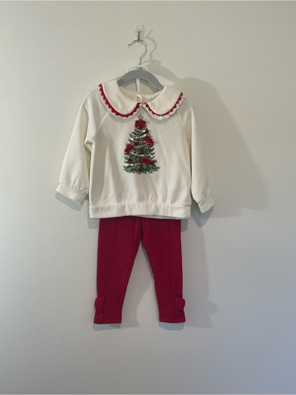 Catherine MalandrinoToddler 24 Month Cream Christmas Tree Sweater Pant Set